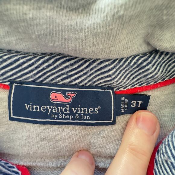 Vineyard Vines Gray 1/4 Zip Sweatshirt VGUC 3T - Picture 3 of 5